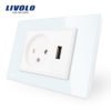 Livolo VL-C9C1IL1U-11 Crystal Glass Panel Wall USB Electrical Israel Socket with Power Outlet 3