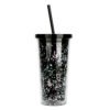 20 Oz Customized Logo Design Your Own Reusable Black Straw Wholesale Plastic Glitter Tumbler Cups 3