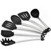 6 pieces professional silicone cooking spatula utensils set with stainless steel handle 3