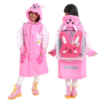 Cute student Raincoats Girls And Boys Waterproof Poncho Rain Cover Hooded Impermeable with school bag raincoat for children 3