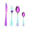 Amazon hot sale Colorful Tableware Set Metal Stainless Steel Rainbow Plated Cutlery 3