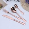 Rose Gold Flatware Cutlery Set Rose Gold Plating Stainless steel cutlery long handle spoon Steak knife Fruit fork 3