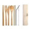 Reusable Bamboo tableware fork Knife Fork Spoon Chopsticks and Straws Portable Travel Cutlery Set 3