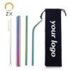 stainless steel metal inox custom reusable bubble tea boba straw with case 3