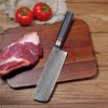 Damascus Steel Kitchen Nakiri Knife With Feather Pattern 3