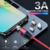 FLOVEME Free Shipping 3A cable micro usb 2m led magnetic braided usb charging cable 3