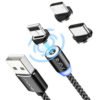 RAXFLY Mobile Phone Charging Nylon Braided 2M Magnetic Usb Cable Usb De Datos Magnetic 3 en 1 3
