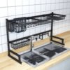 Stainless Steel Over Sink with Black Kitchen Organizer Dish Drainer Rack 3