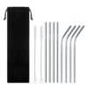 Wholesale Eco Custom Printed 304 Stainless Steel Drinking Straws With Brush Reusable Straws Metal Straws 3