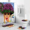 Decorativas Flower Bath Shower Curtain Set, Fancy African American Women Bathroom Shower Curtain With Hooks/ 3