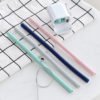 A Wholesale Clear Machine Custom Bpa Free Kids Drinking Food Grade Reusable Foldable Silicone Straw Set 3