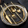 Home Hotel Restaurant Golden Stainless Steel Wedding Cutlery Sets 3