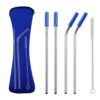 Preventing scratch straw Stainless Steel Metal Drinking Straws Set with Cleaning Brush and Bag 3