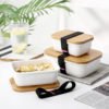 High Quality Large Ceramic Material Custom Logo Reusable Microwave Safe Lunch Box Bamboo with Bamboo Lid 3