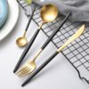 Hot Sale turkish tableware stainless steel plated black handle restaurant gold cutlery set 3