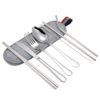 Reusable Travel Stainless steel Cutlery Flatware set Knife Fork Spoon Chopsticks Straws with Cleaning brush Portable bag 3