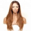 Anogol Fashion Body Wave Two Tone Ombre Brown Wigs Synthetic Lace Front Wig 3