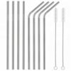 FDA Approved Straight and Bent 18/10 Stainless Steel Straws with cleaning brush Stainless Steel Drinking Straw Metal Straws 3
