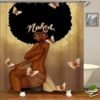 Wholesale Black Woman Shower Curtain Digit Print, Home Goods Africa Bath Shower Curtain Set/ 3