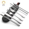 Stainless Steel Travel Camping Cutlery Knife Fork Spoon Chopsticks Set With Case,Lunch Box Utensils, Portable Silverware Set 3