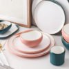 American Luxury Unique Design Wedding Tableware Sets Glazed Porcelain Matt Pink and Green Ceramic Dinner Set 3