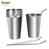 Eco Friendly tumbler cups stainless steel travel mug drinking cups with straws 8oz 3