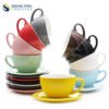 Thick Microwave Porcelain Tea Set 180ml 250ml 300ml Coffee Colored Cup And Saucer 3