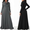 wholesale Drop shipping 2019 new Vestidos Amazon ebay Winter Spring Sexy Cotton Black Lady dresses women long sleeve maxi dress 3