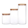 High Borosilicate Glas Food Storage Jar with Airtight Seal Bamboo Lid - Modern Design Clear Glass Food Storage Canister 3