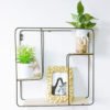 Square 2 Tier Metal Wall Mounted Hanging Shelf,Modern Decorative Wall Shelf Wall Decor Shelf 3