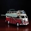 Wholesale Vintage Bus Model Top On Luggage Car Caravan Mini Metal Bus Model Handmade Decoration Home Decor 3