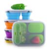 3 Compartment Children Leak Proof Bento Reusable Food Storage Containers Folding Kids Collapsible Silicone Lunch Boxes With Fork 3