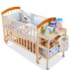 Attached to parents big storage size newzealand pine wood baby crib/bedside cot bed 3