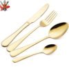 Modern gold cutlery set for wedding ,gold flatware set, spoon and fork knife silverware 3