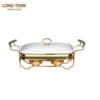 L4131A Hot Hotel used Ceramic Food Warmer Display With Gold Stand For Sale 3