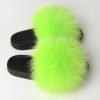 New Arrival Jtfur Custom Color Fluffy Lime Green Fox Fur Slippers Real Fur Slides 3