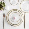 Gold rim glass charger plates dinnerware set fruit service glass dinner plate for wedding banquet 3