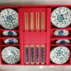 Ywbeyond 12pcs set Chinese style Chopsticks dishes Chopstick holder dinnerware tableware with red gift box for Wedding Souvenir 3