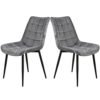 Restaurant Home Furniture Modern grey Velvet Fabric Metal Lounge Room Dining Chair Set of 2 3