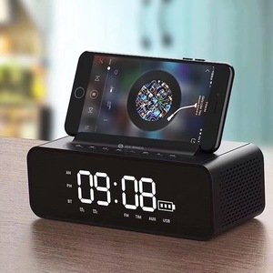 Factory wholesale best quality hot sales multifunction golden portable wireless outdoor speaker with clock 2