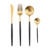 Custom logo elegant Gold plated Flatware Stainless Steel Modern Style Fork Spoon Knife Cutlery Set 3