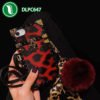 Hot sell acrylic TPU cell phone case for iPhone 6 8 X XS MAX case soft custom leopard cover plush ball square phone case 3