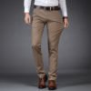 Large size men's business fashion daddy clothes thick khaki wholesale trousers stretch straight pocket Folded button casual pant 3
