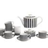 Bone china dinnerware dish simple black and white stripes coffee cup set 3