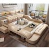 Modern leather Fabric Bed with Storage Box function Bedroom Furniture set Chestrfield Style multimedia speaker USB charger 3