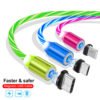 30 Pecent Off Fast Charging EL Glowing Magnetic Micro USB Type C USB C Charging Cable 3 in 1 Cable 3