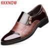 KKKNOW new leather shoes male shiny leather business dress shoes youth Korean version dress shoes men genuine leather 3