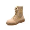 Best selling PU leather women army boots beige 3