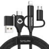 SOSLPAI new arrived all in one usb data cable nylon fabric braided 9v/2a fast charging usb to usb-c charger cable 3