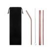 Custom logo wholesale stainless steel 304 eco metal rose gold drinking straws with brush and pouch 3